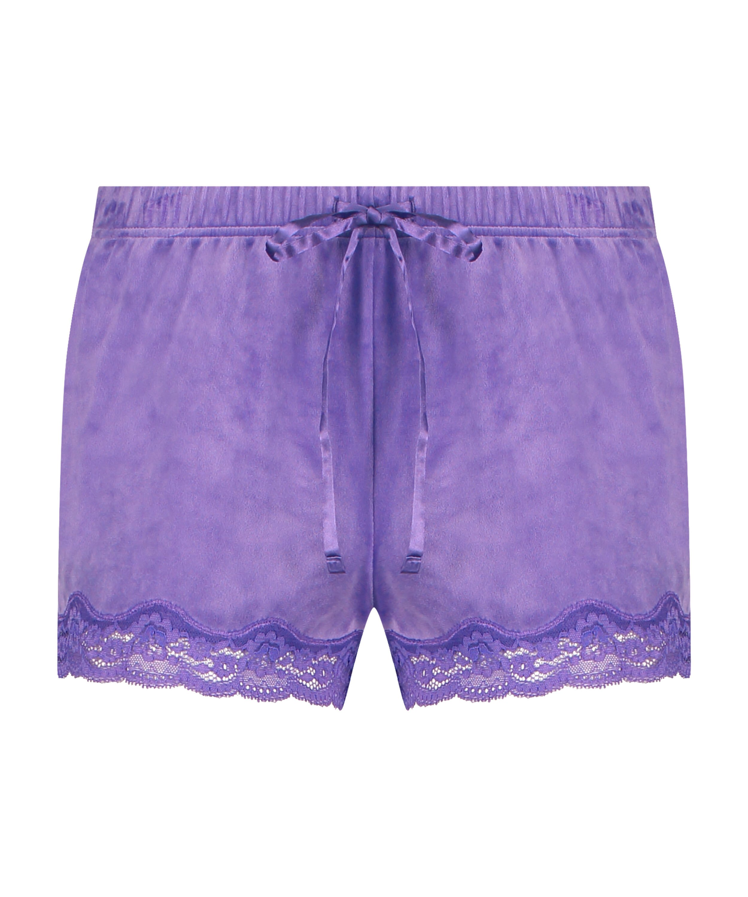 Velvet lace shorts, Purple