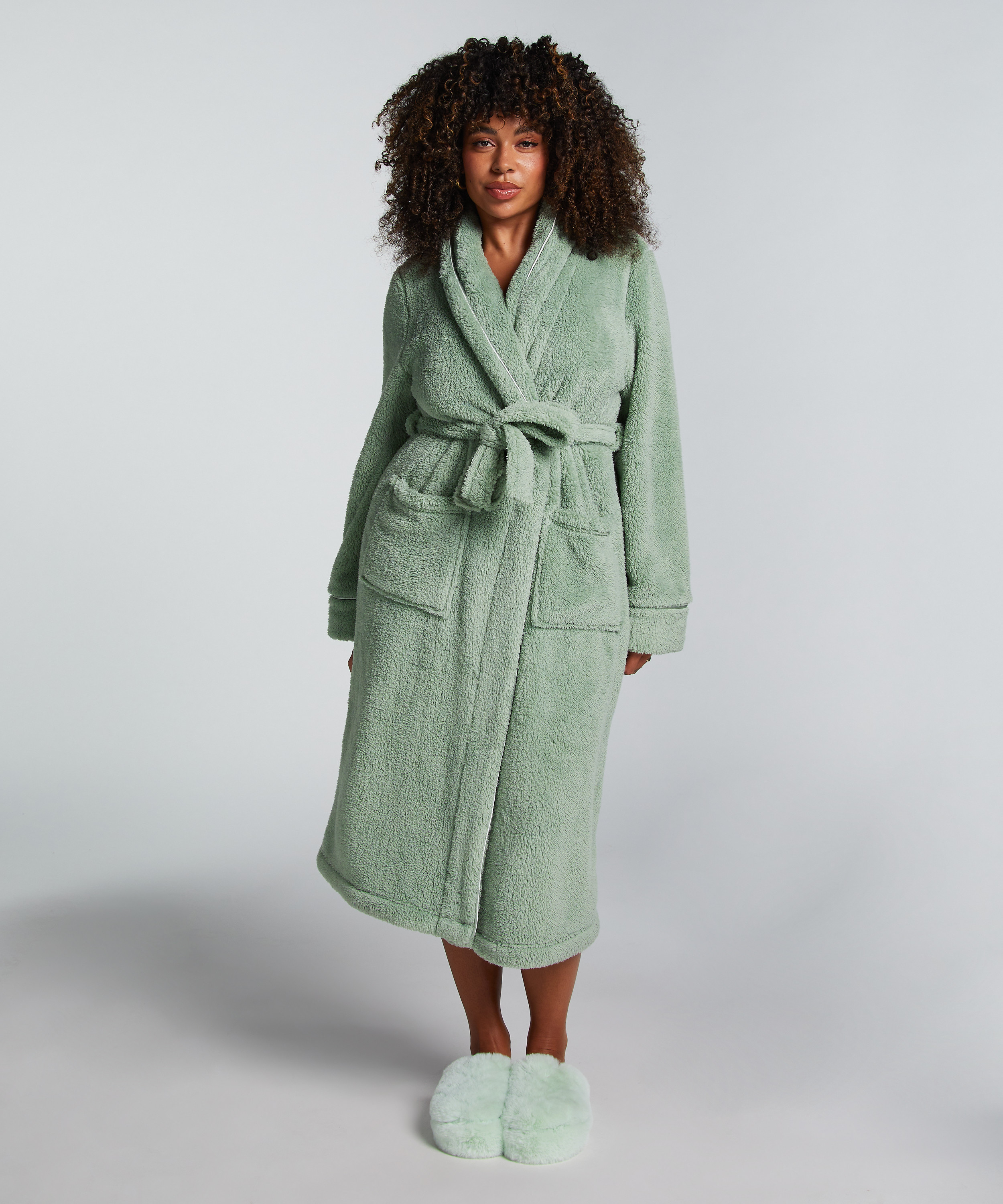 Fleece Bathrobe, Green, main