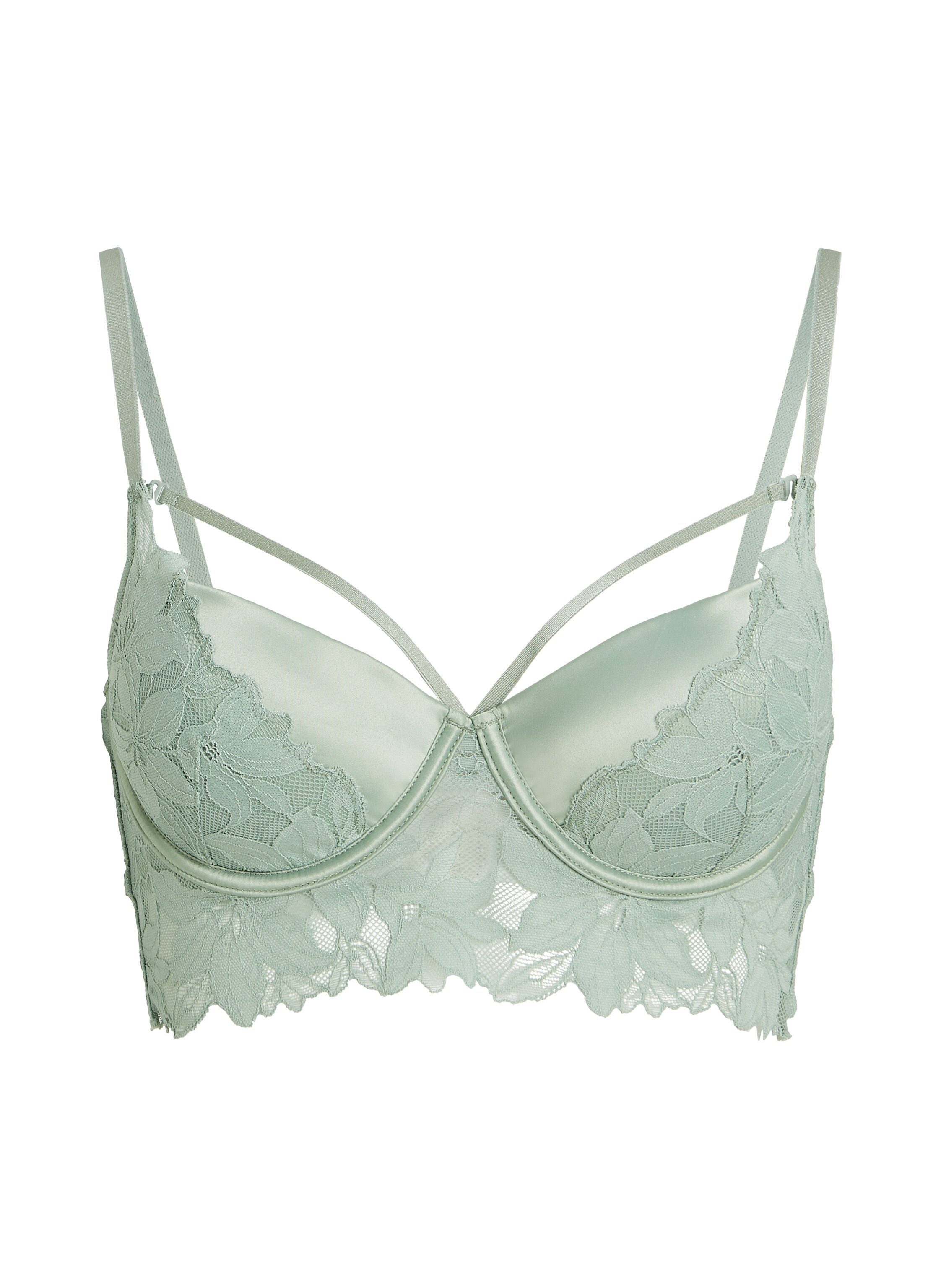 Ingrid Padded Underwired Longline bra, Green
