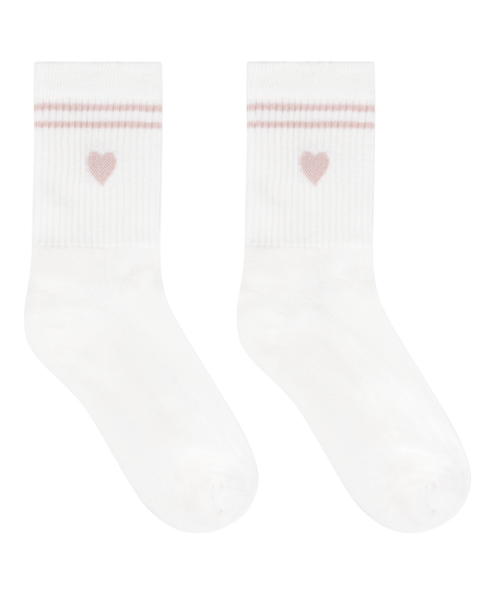 Cotton Crew Socks, White