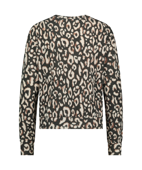 Jersey Long-Sleeved Pyjama Top, Black