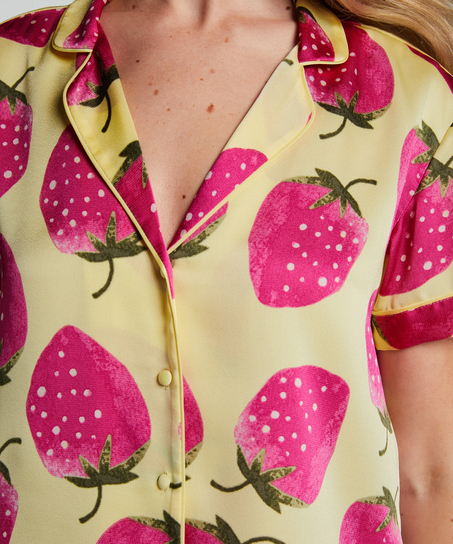 Satin Short-Sleeved Jacket, Yellow