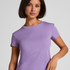 Ribbed Crew Neck Short-Sleeved Pyjama Top, Purple