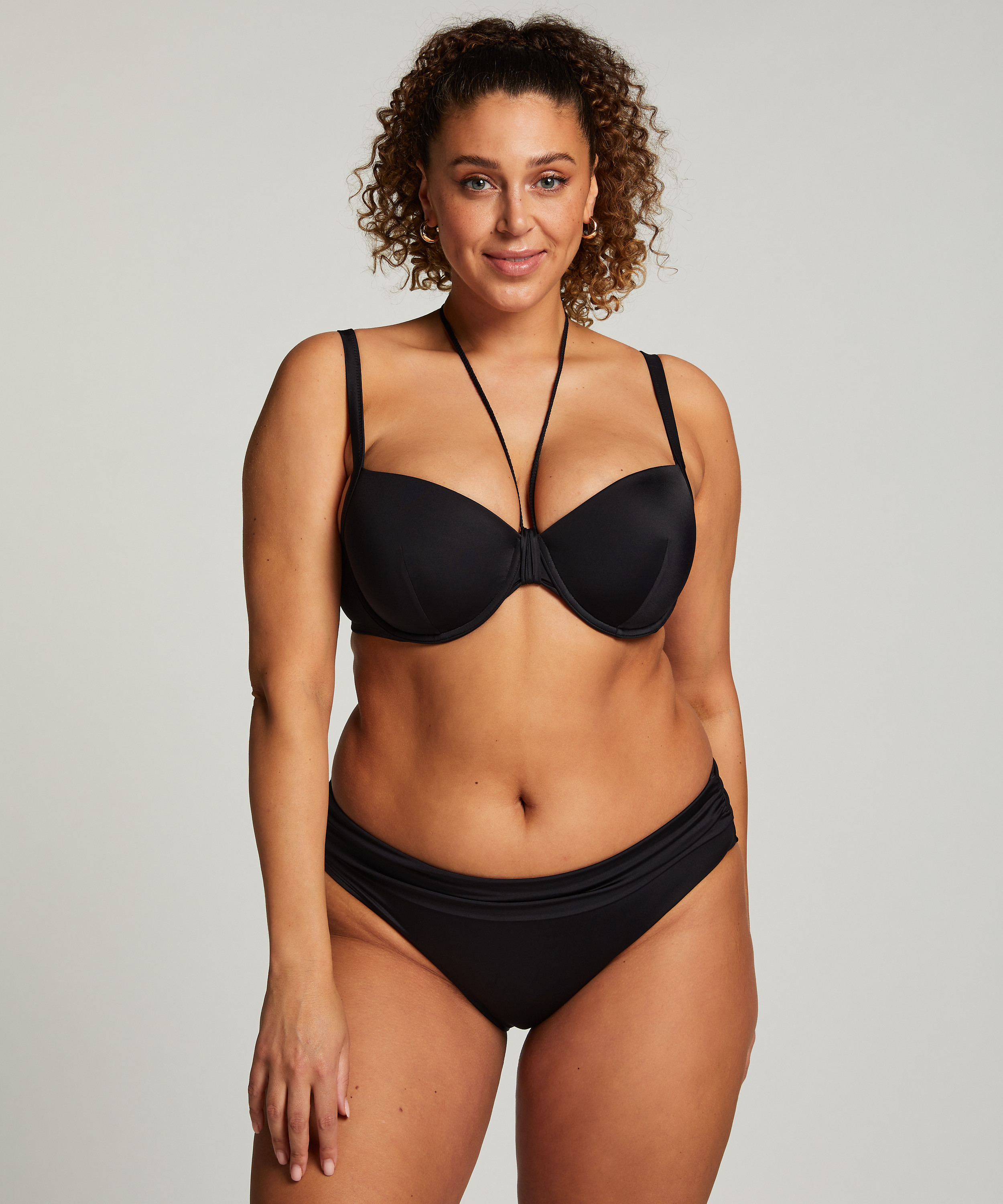 Luxe padded Underwired Bikini Top, Black, main