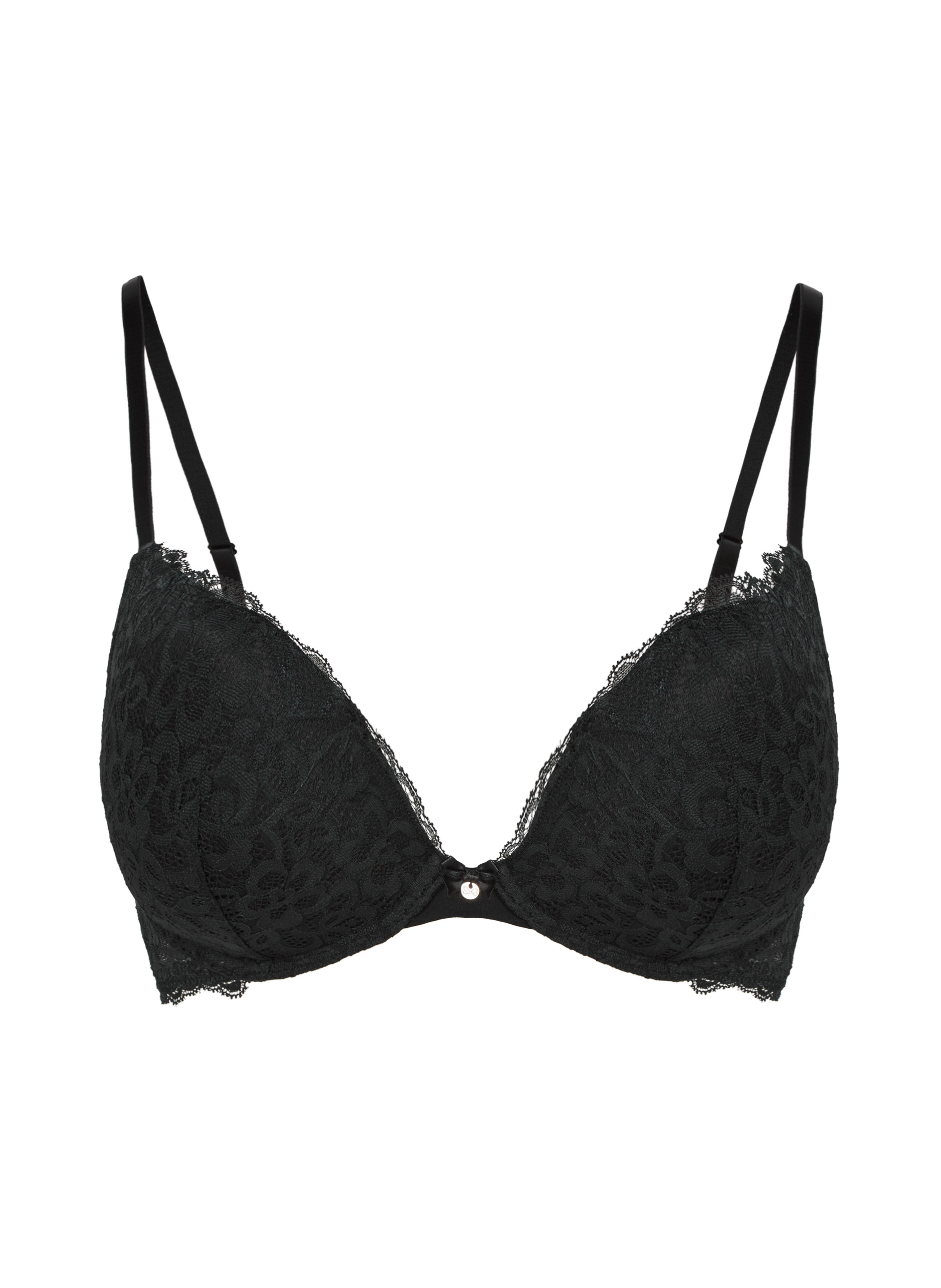 Marine Padded Underwired Push-Up Bra, Black, main