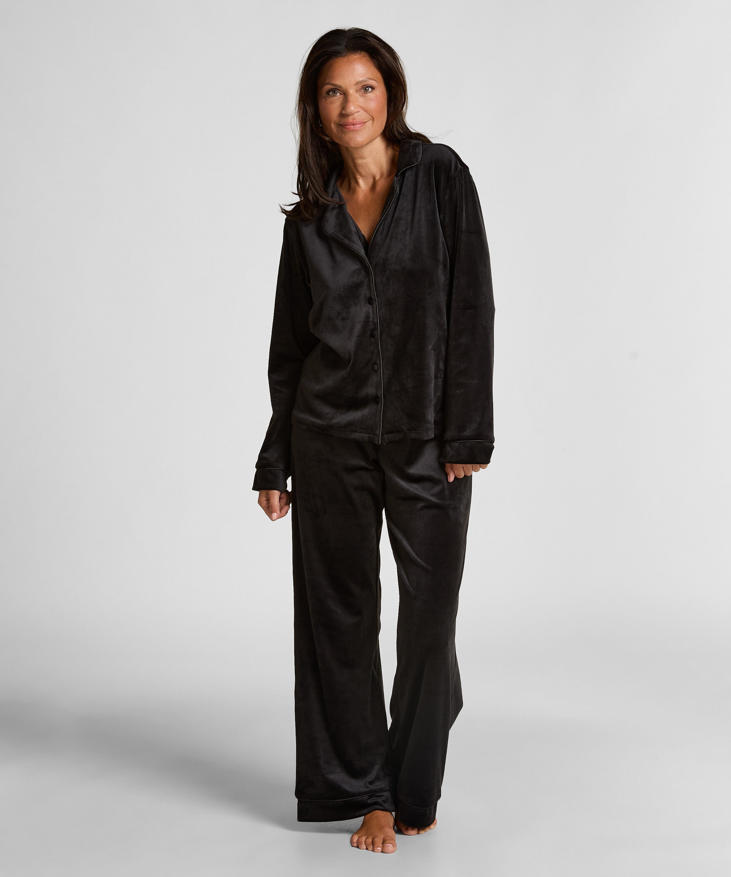 Velours Long-Sleeved Jacket, Black