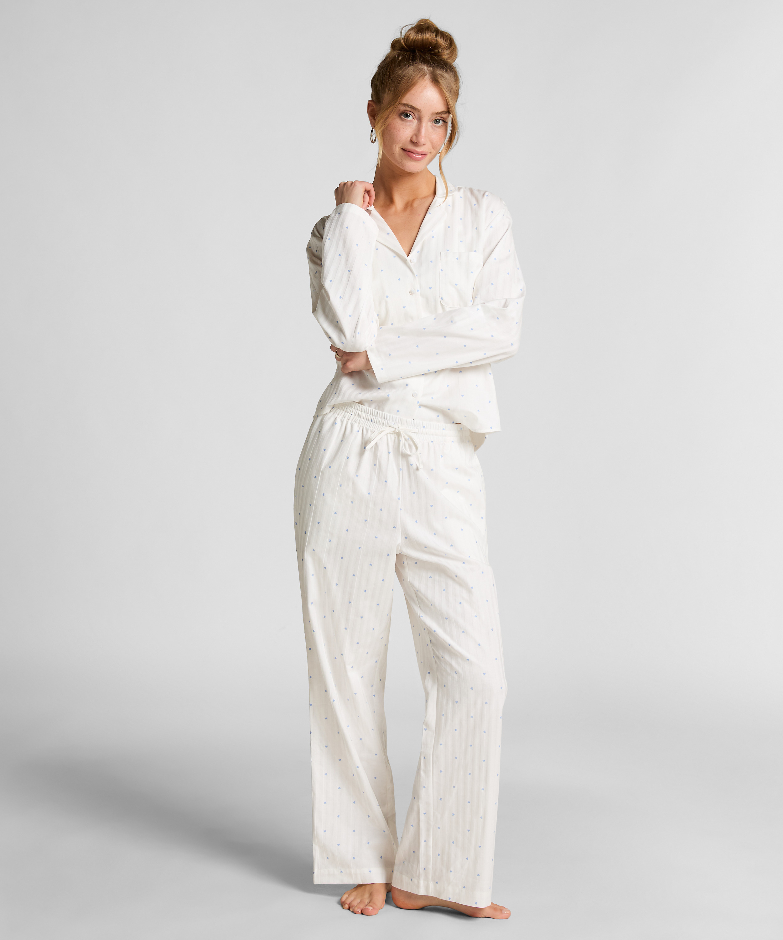 Jacquard Hearts Pyjama Bottoms, Blue, main