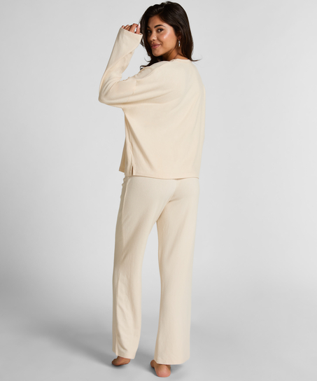 Jersey Long-Sleeved Pyjama Top, White