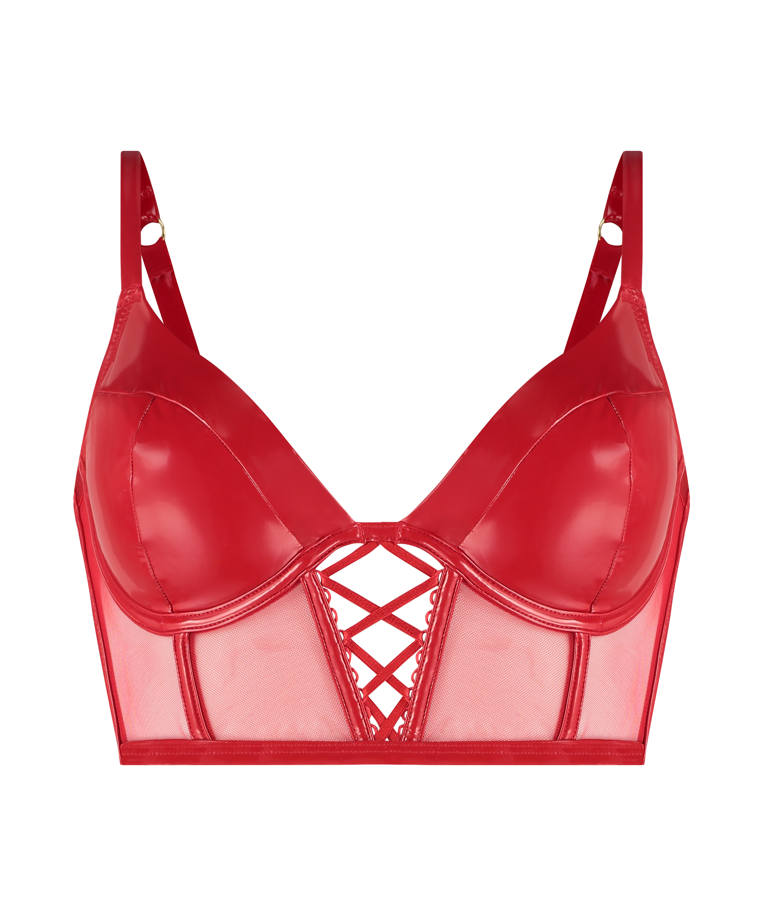 Wilde Padded Underwired Longline Bra, Red, main