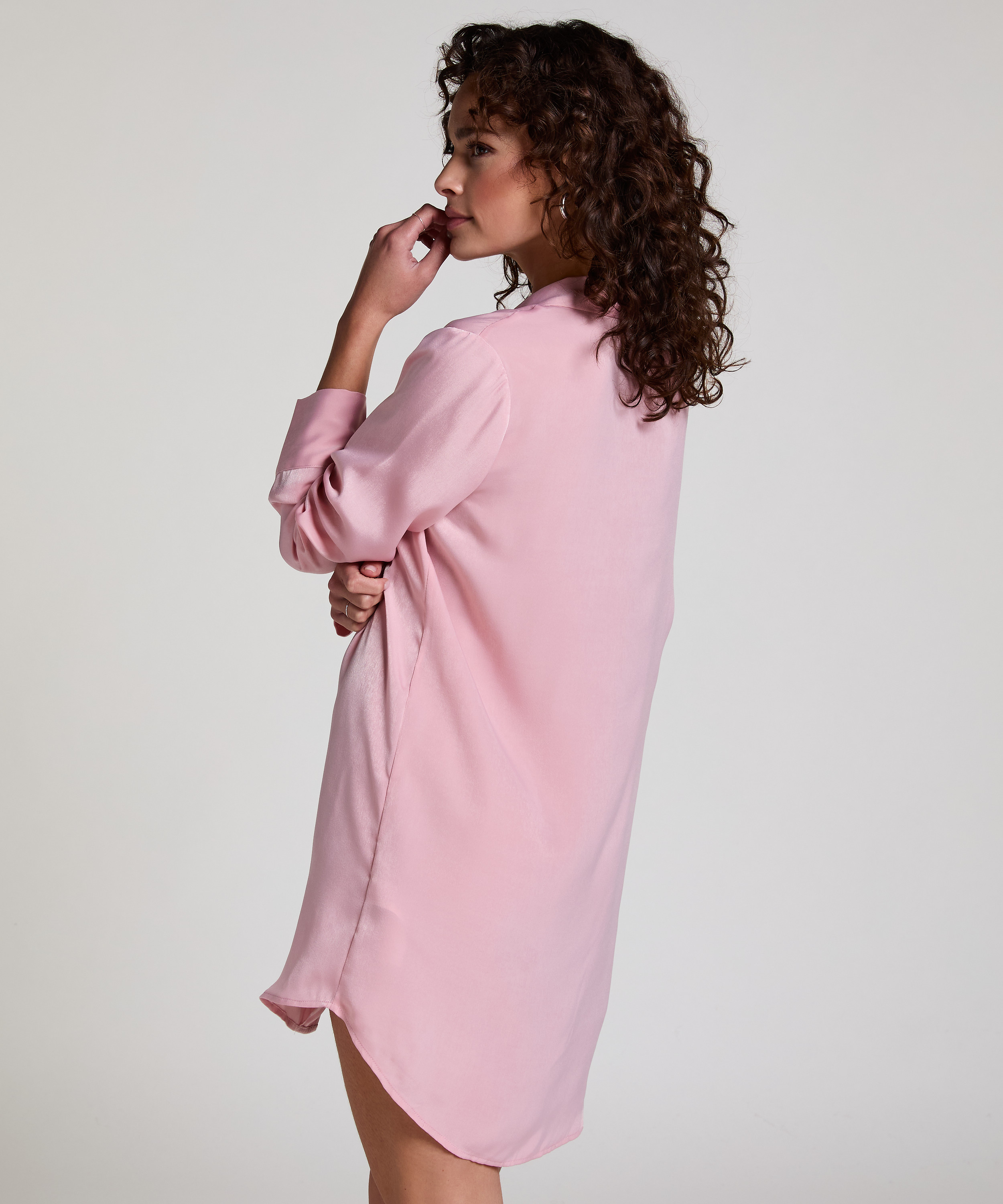 Satin Nightshirt, Pink, main