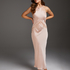 Long Satin Slip Dress, Beige
