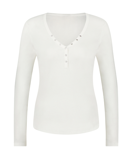 Long-Sleeved Pyjama Top, White