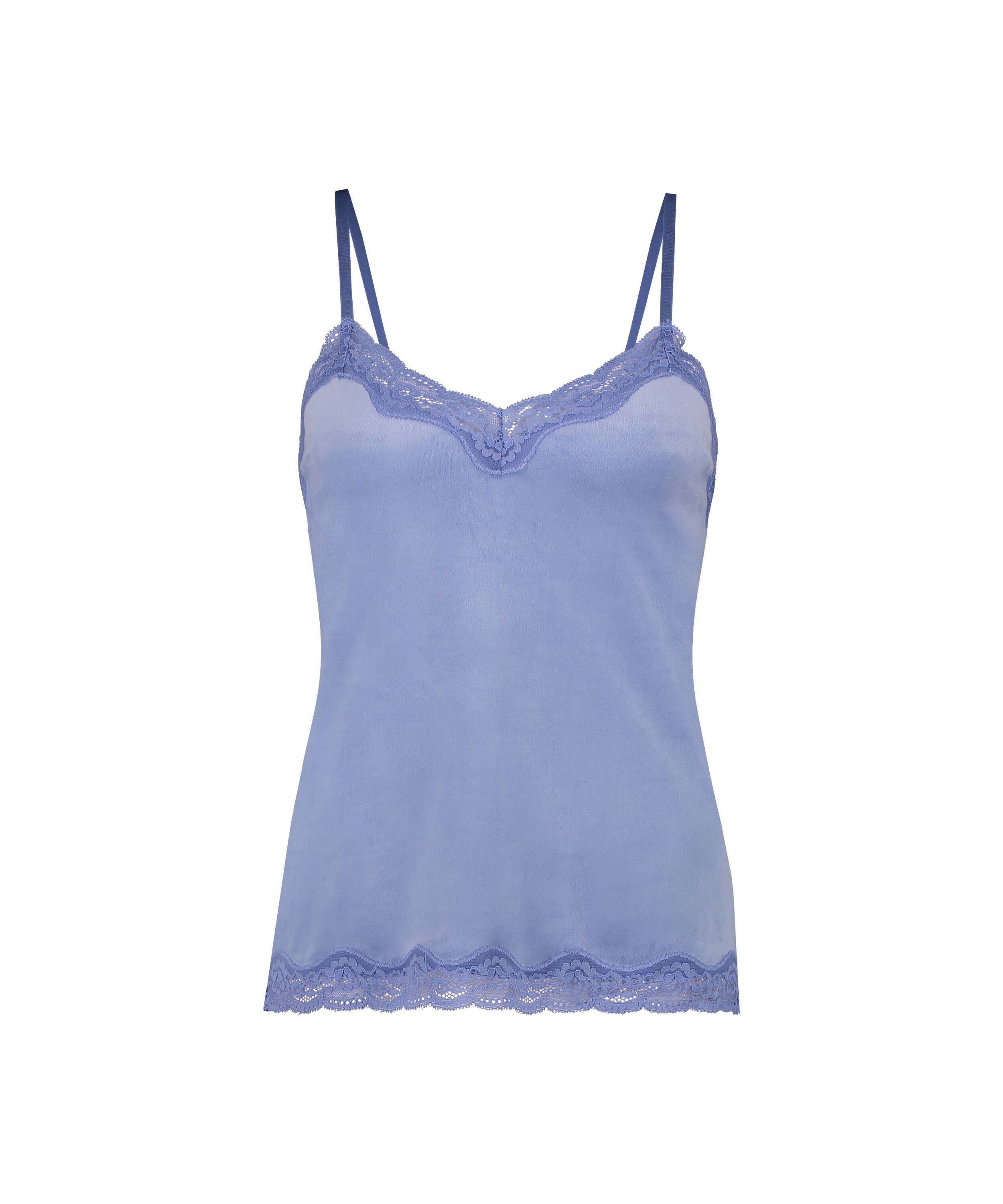 Velours Lace Cami Top, Blue