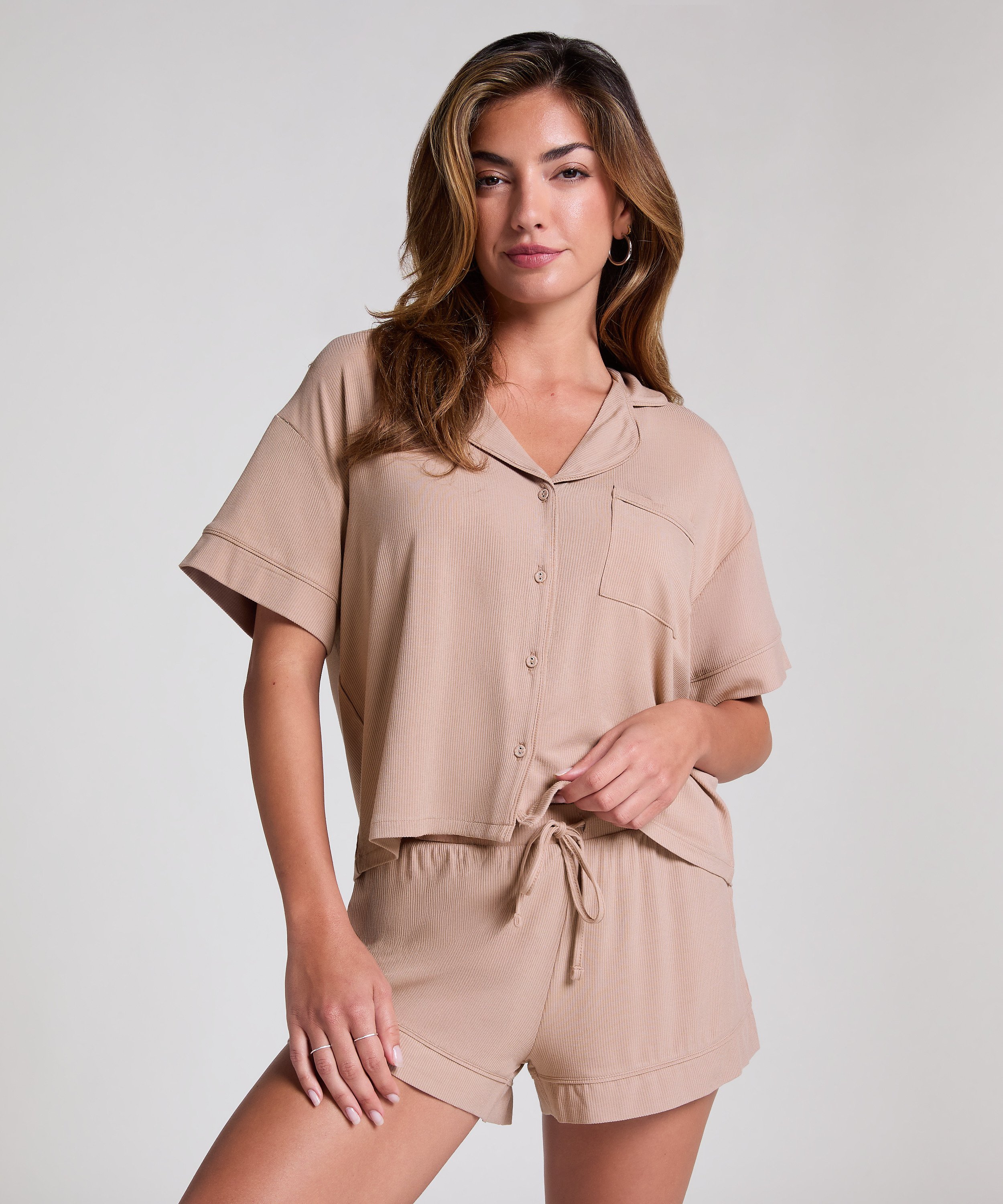 Essential Jersey Short-Sleeved Jacket, Beige, main