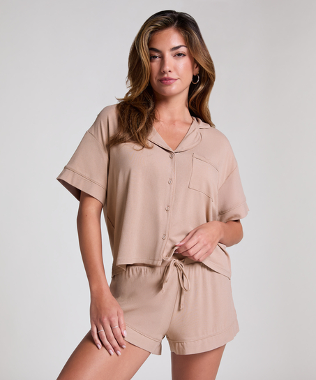 Essential Jersey Short-Sleeved Jacket, Beige
