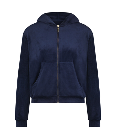 Velour hoodie jacket, Blue