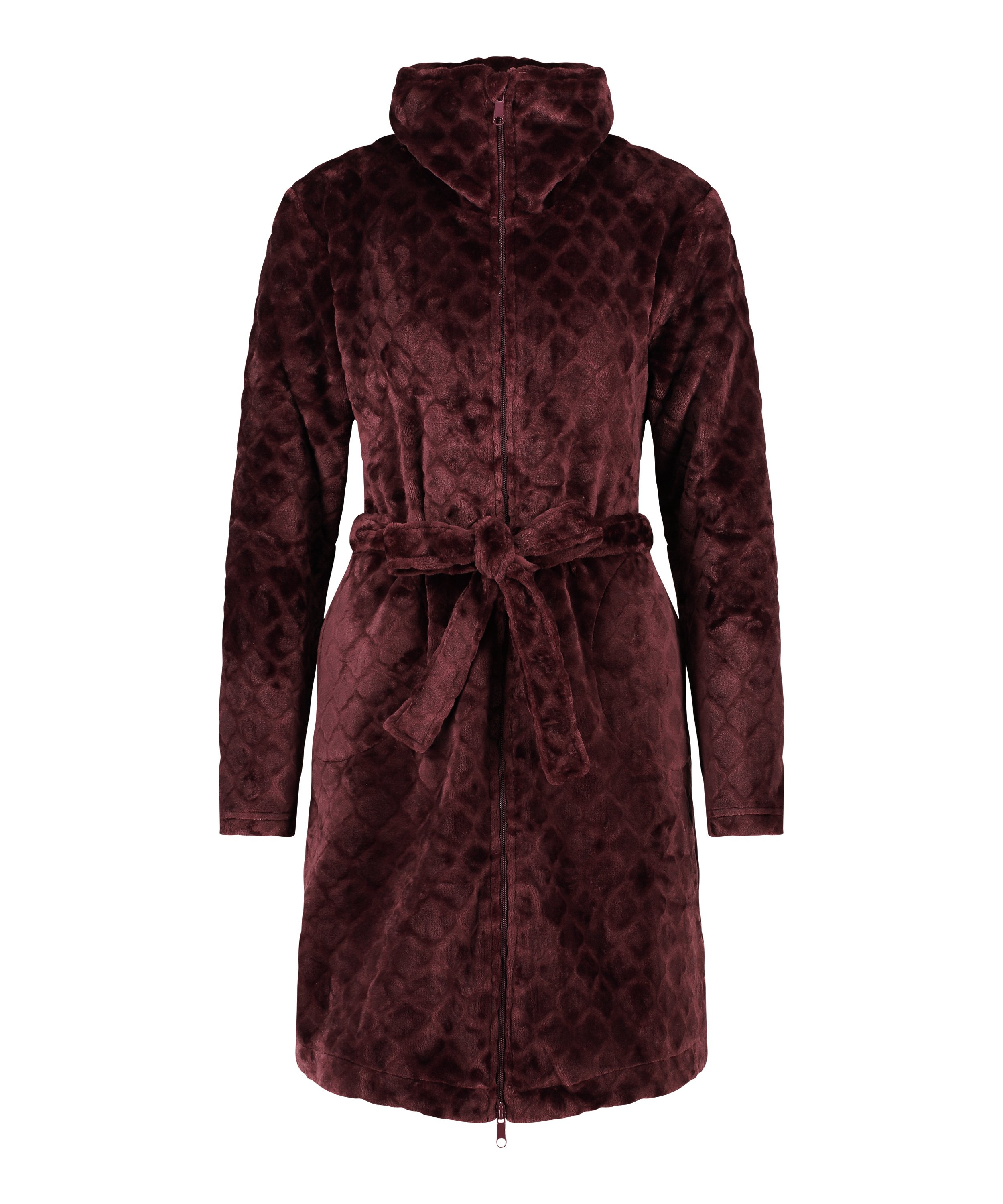 Zip Fleece Bathrobe, Purple, main