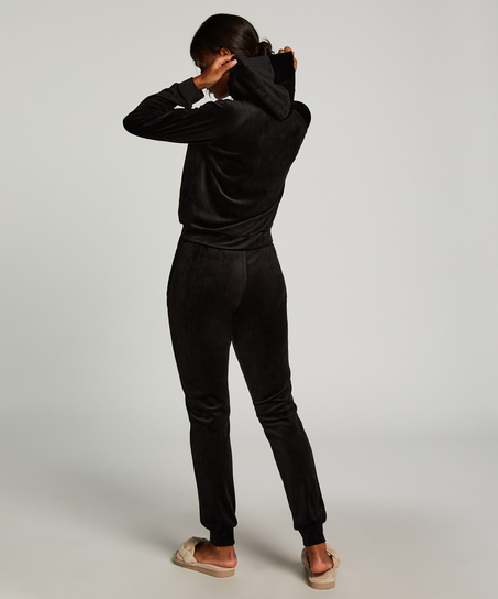 Tall Velours Jogging Bottoms, Black