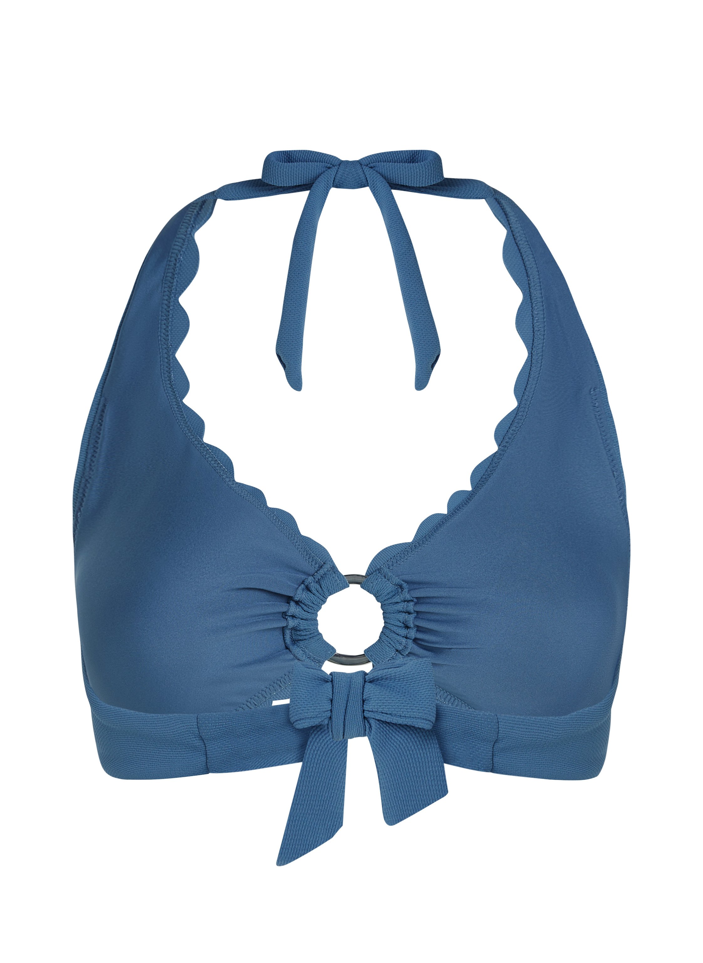 Scallop Halter Bikini Top, Blue, main