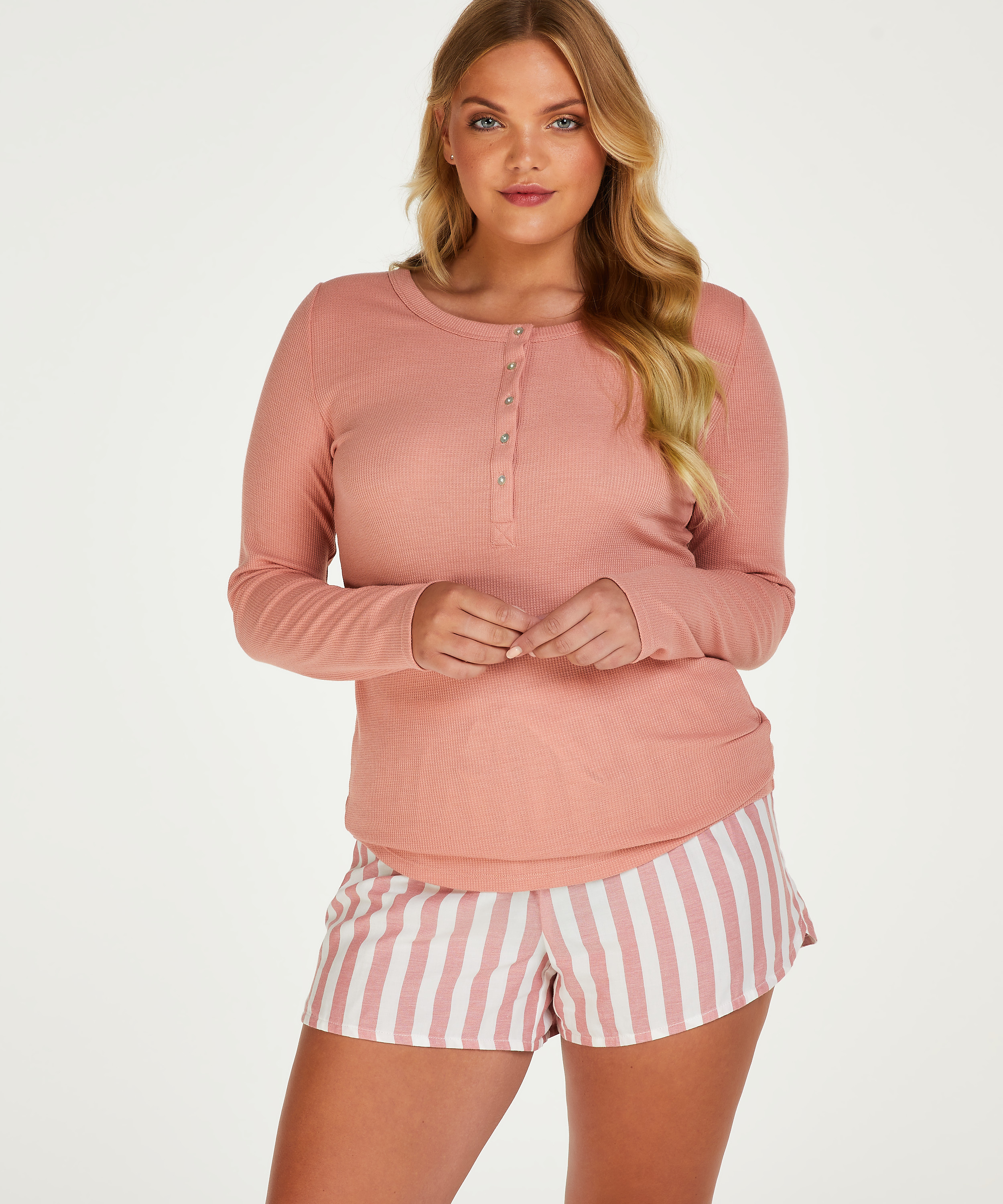 Long-Sleeved Pyjama Top, Pink, main