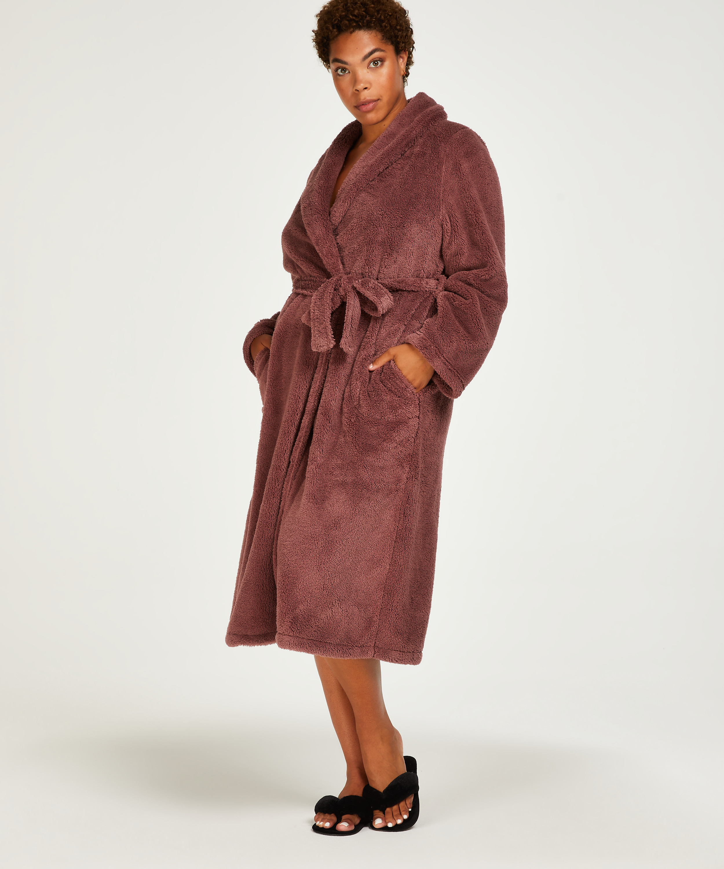 Fleece Bathrobe, Purple, main