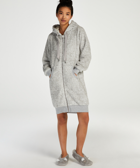 Fleece Bathrobe, Grey