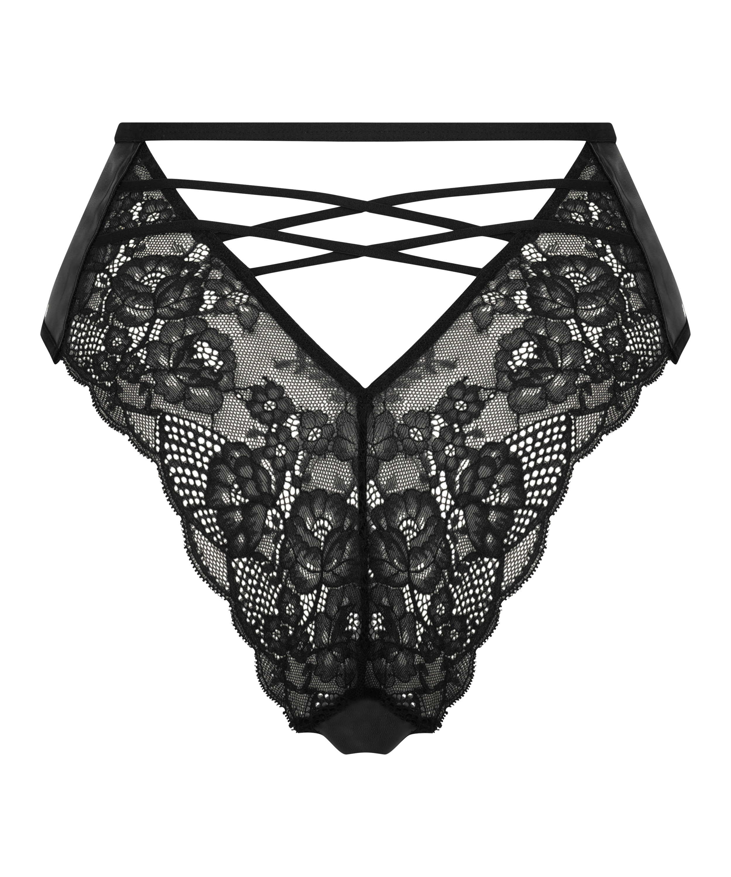 Melissa High Leg Open Crotch Brazilian, Black, main