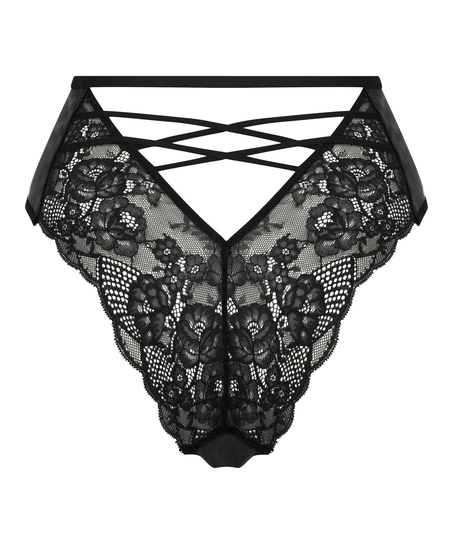 Melissa High Leg Open Crotch Brazilian, Black