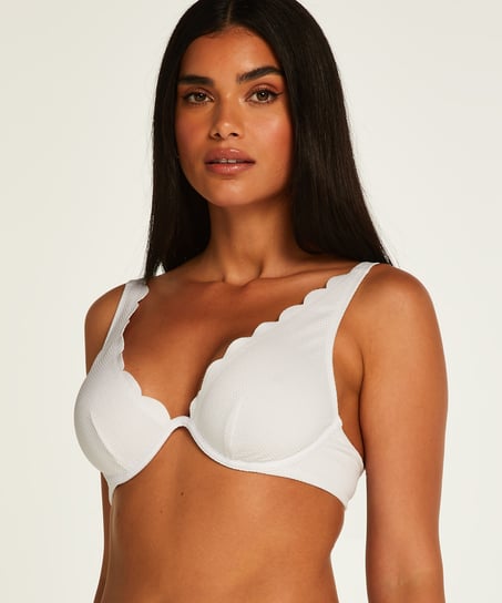 Scallop Non-Padded Underwired Bikini Top, White