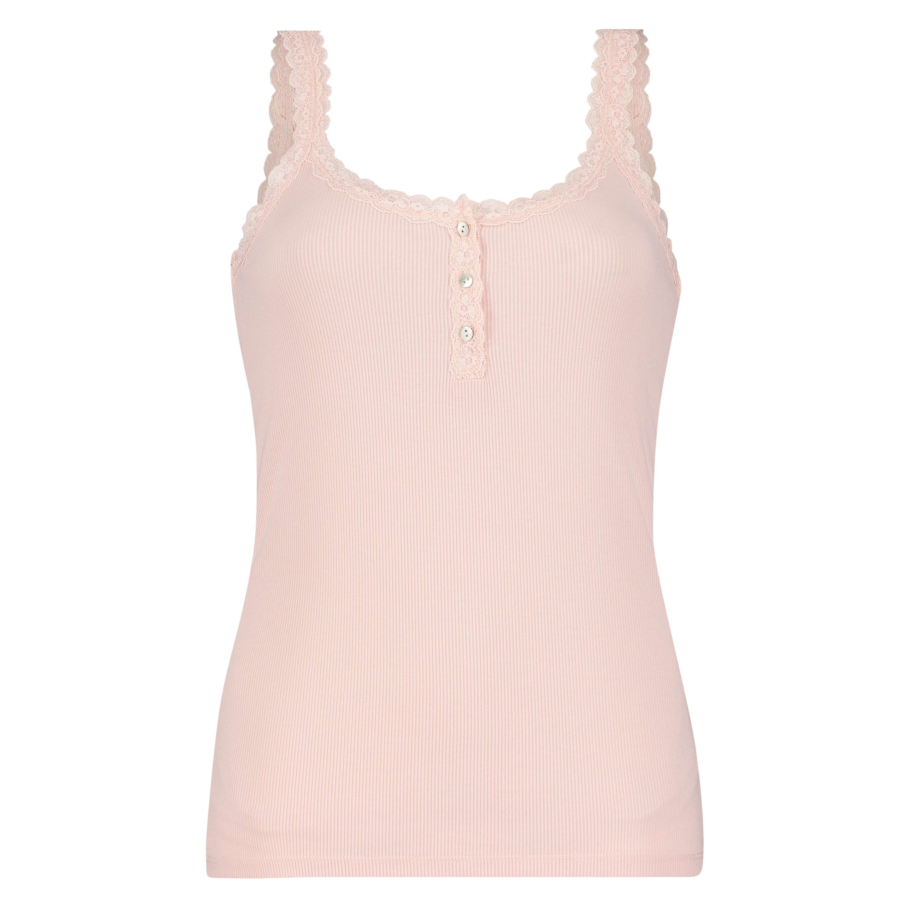 Singlet top cami rib lace, Pink, main