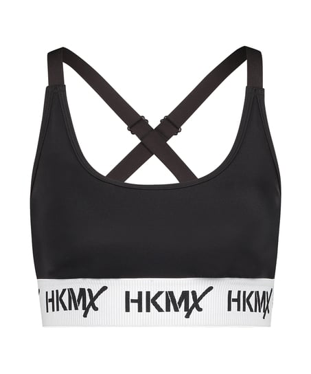 HKMX The Crop Logo Sports Bra Level 1, Black