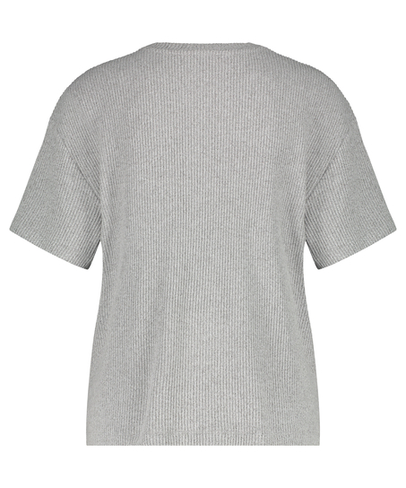 Rib Short Sleeve Top, Grey