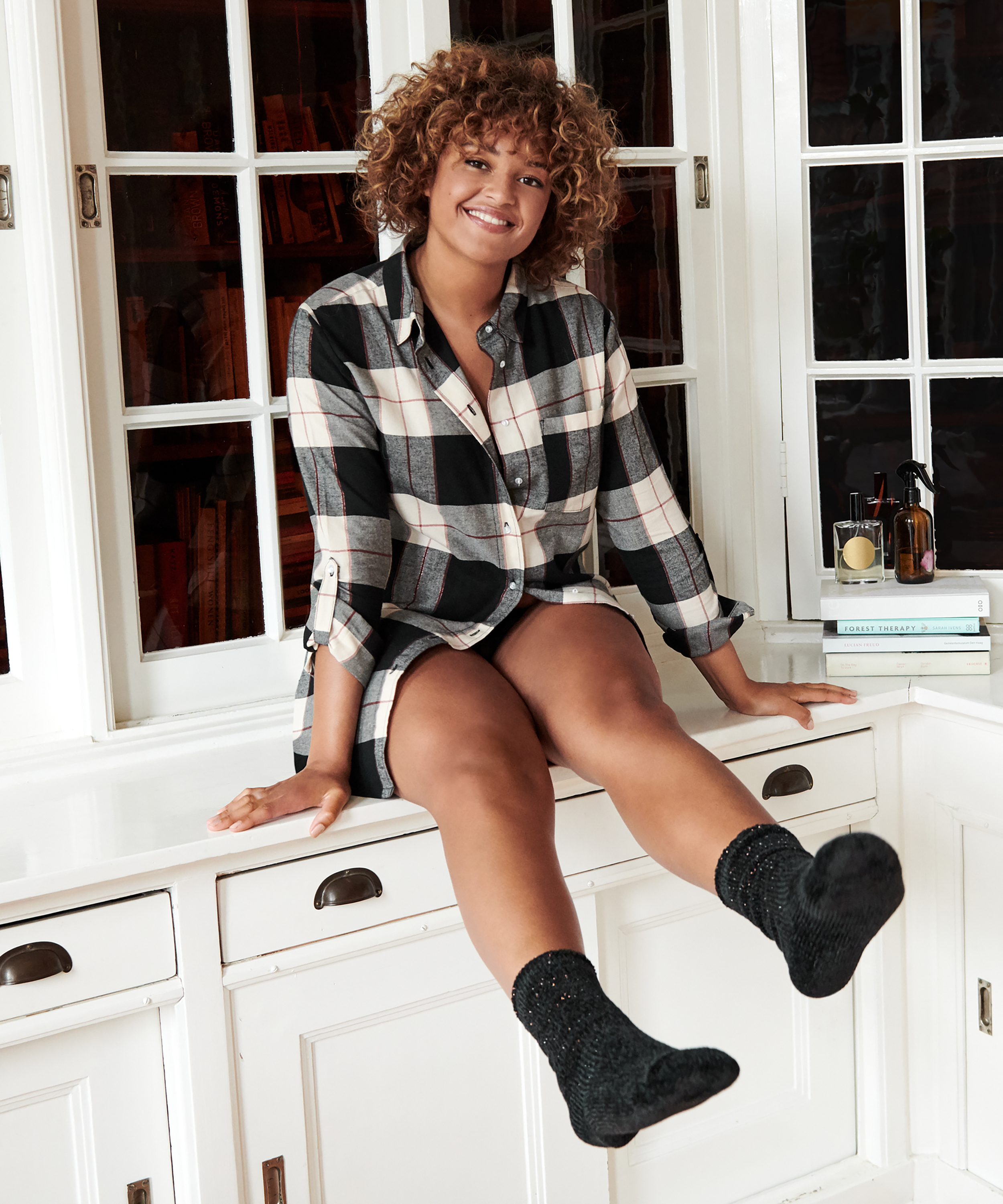 Longsleeved Nightshirt, Black, main