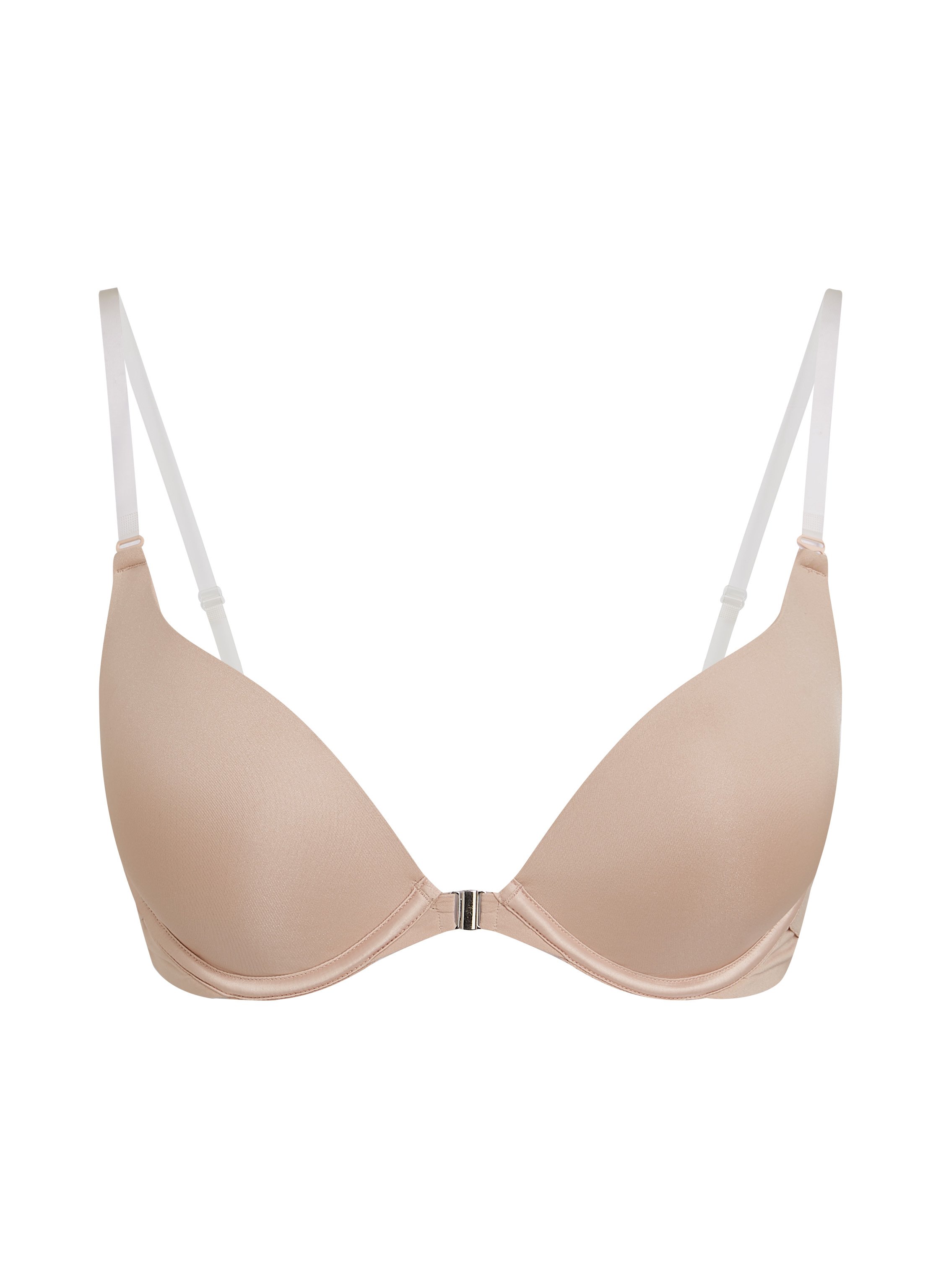 Transparant Padded Underwired Push-Up Bra, Beige, main