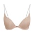 Transparant Padded Underwired Push-Up Bra, Beige