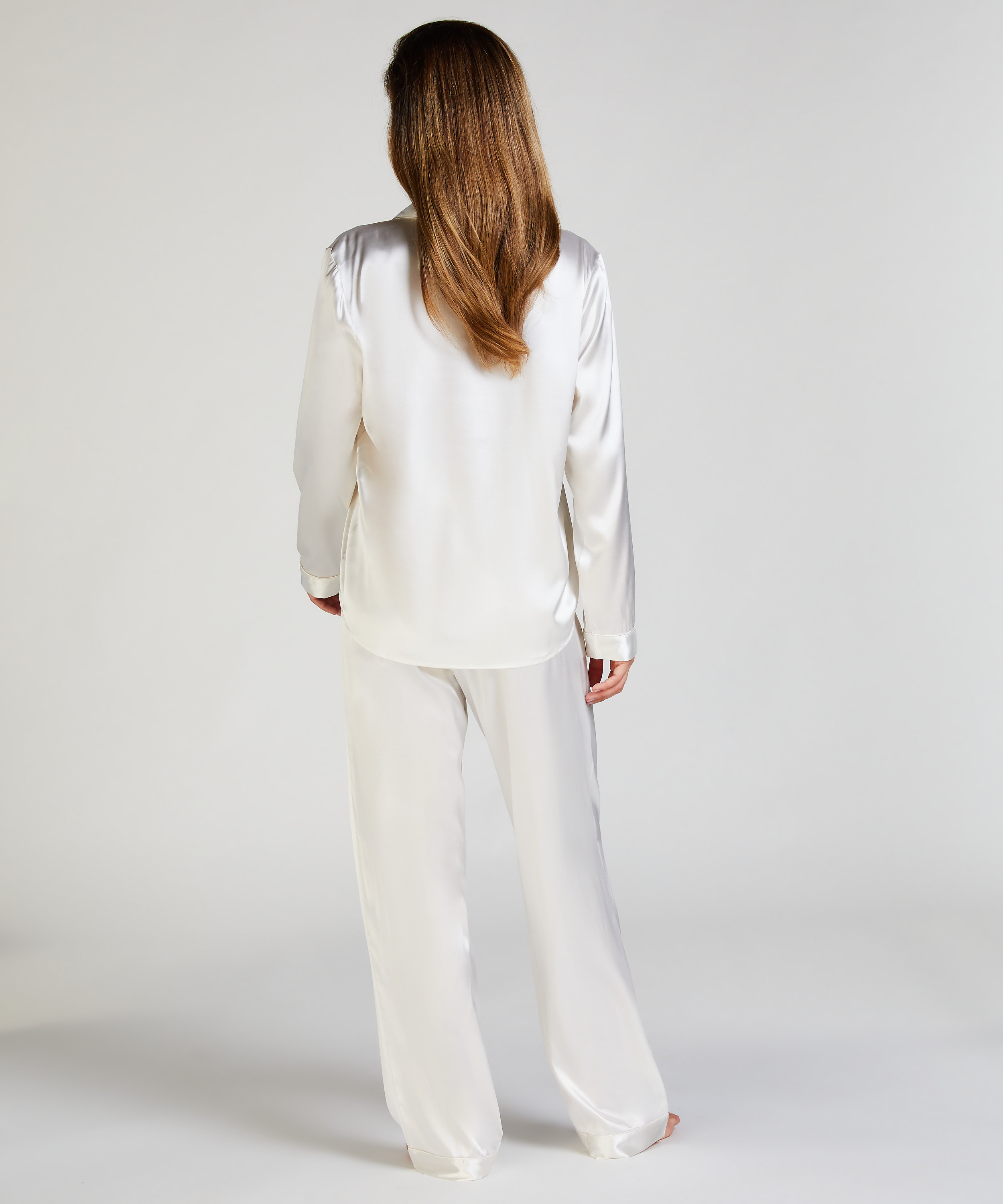 Satin Trousers, White, main