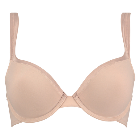 Padded Underwired Bra Satin Fleece, Beige