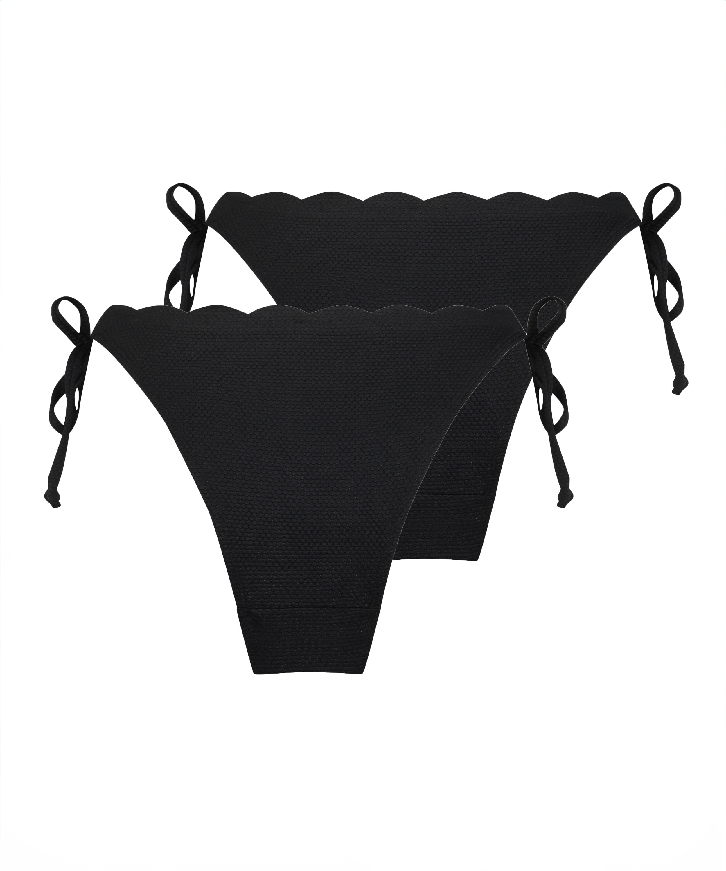 2-Pack Scallop Cheeky Tanga Bikini Bottoms, Black, main
