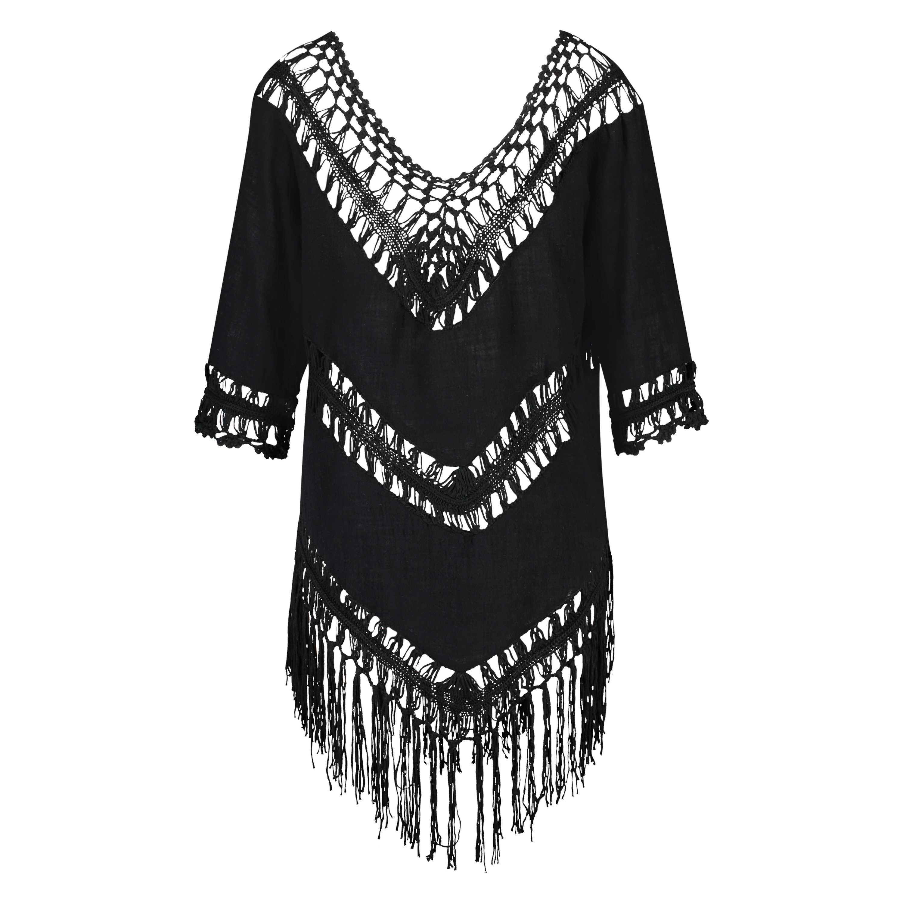Fringe Tunic, Black, main