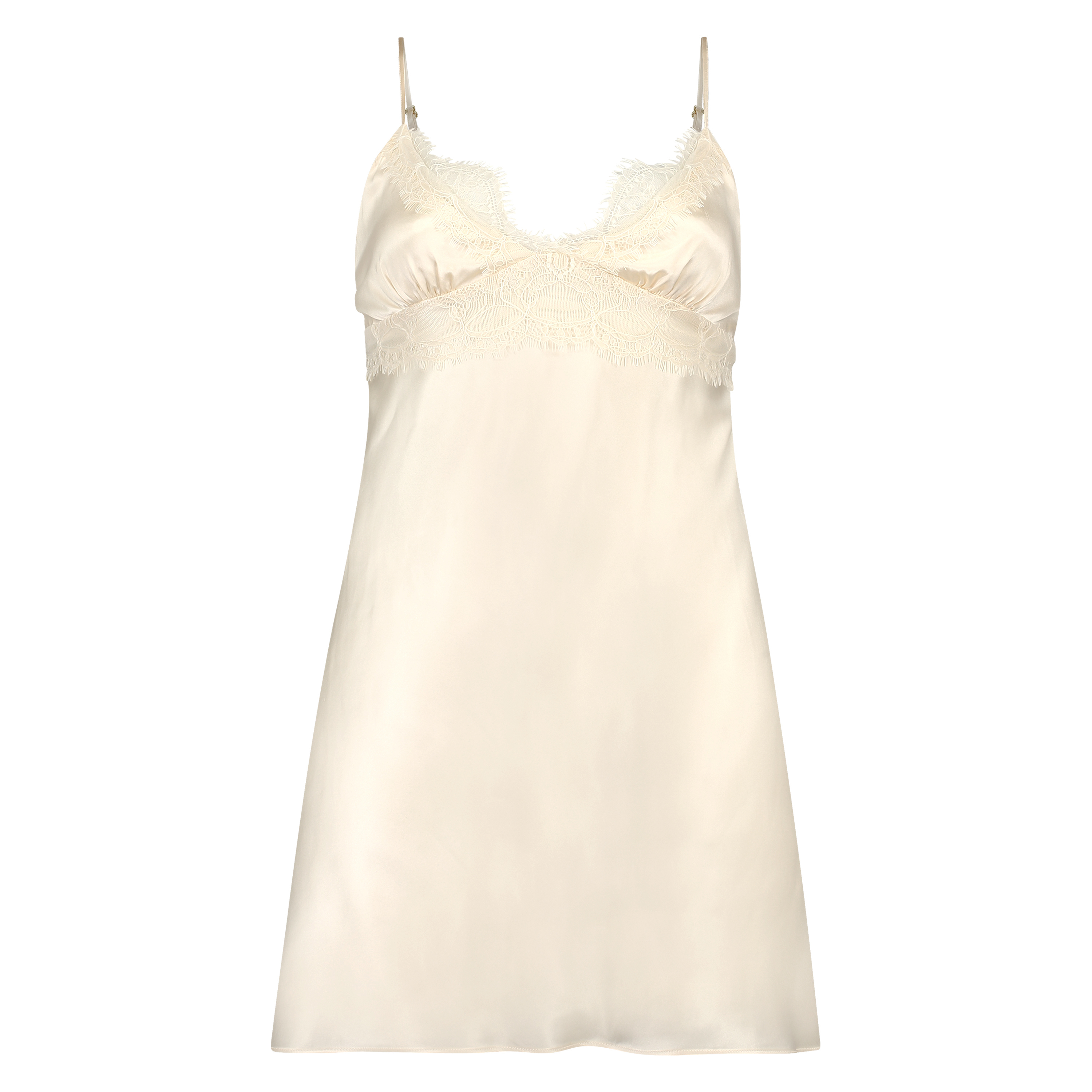 Silk Lace Slip Dress, Beige, main