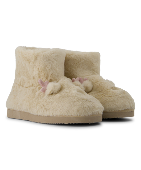 Reindeer Slippers, Beige