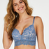 Shiloh Padded Non-wired Longline Bra, Blue