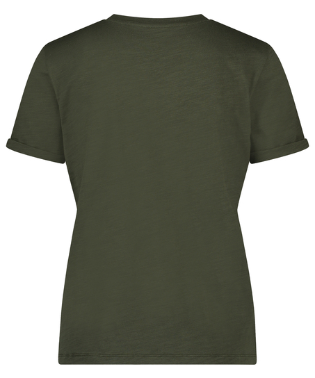 Short-sleeved, Round Neck Pyjama Top, Green