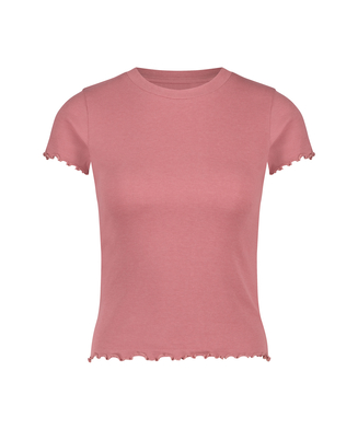 Rib shirt with short sleeves, Pink