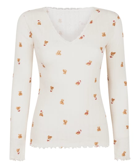 Pointelle Pyjama Top, White