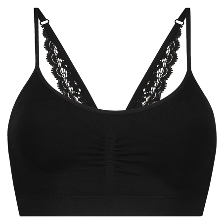 Marina Seamless Lace Back Bralette, Black