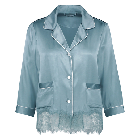 Silk pyjama top, Blue