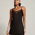 Satin Slip Dress, Black
