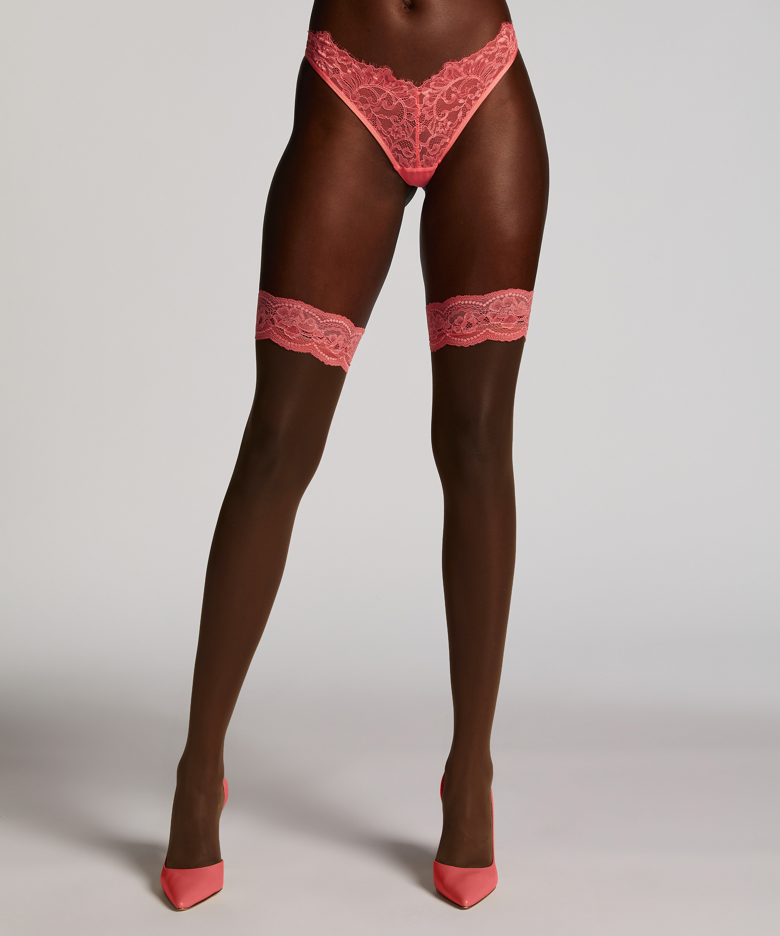 15 Denier Lace stay-up, Pink, main