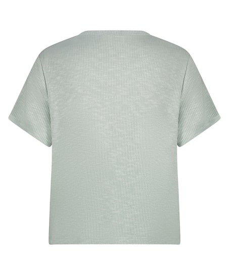 Rib Short-Sleeved Top, Green